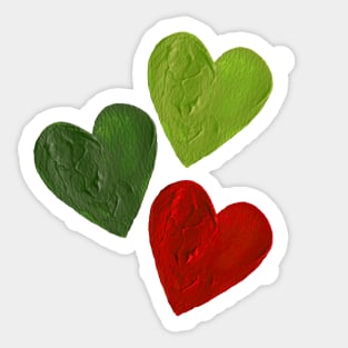 Scattered Hearts - Green and Red Sticker